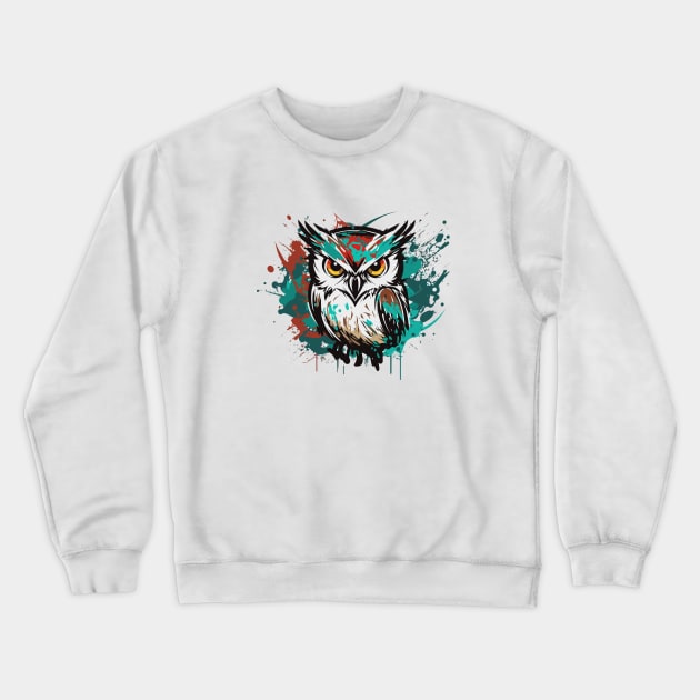 Graffiti Paint Owl Bird Creative Crewneck Sweatshirt by Cubebox